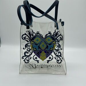 Brighton Clear Plastic Tote‎ Bag Blue & Green Heart